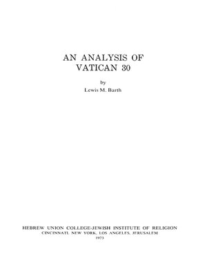 cover image of An Analysis of Vatican 30
